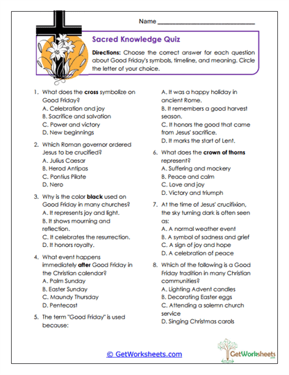 Sacred Knowledge Quiz Worksheet