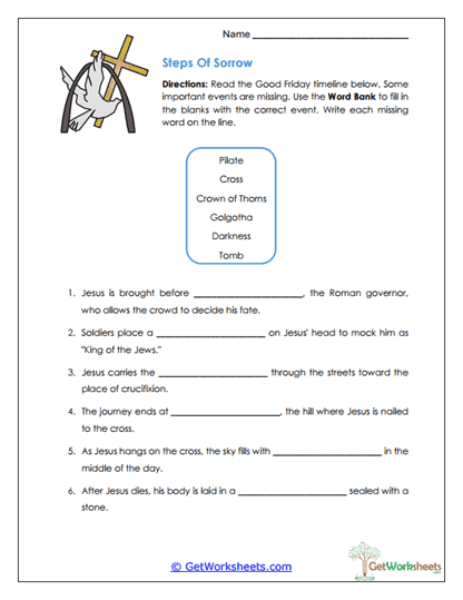 Steps of Sorrow Worksheet