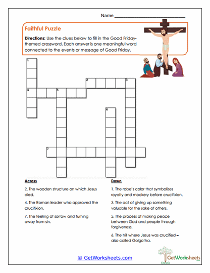 Faithful Puzzle Worksheet