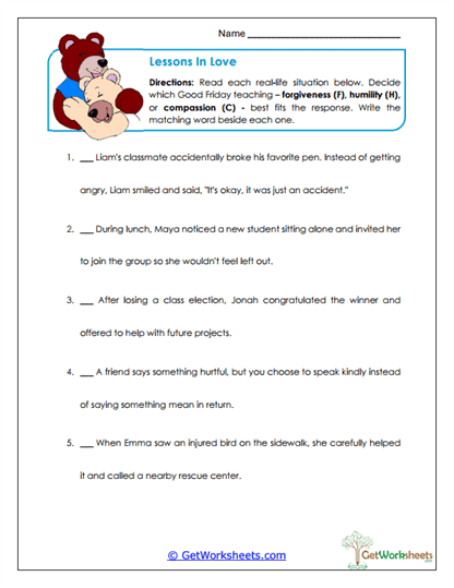 Lessons in Love Worksheet