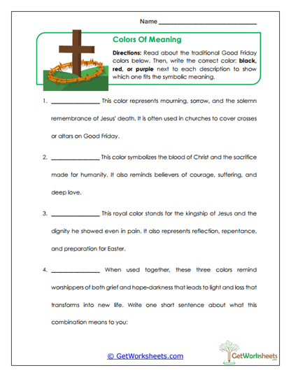 Colors of Meaning Worksheet