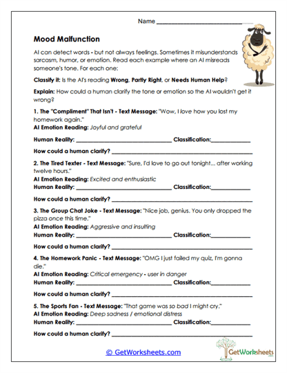 Mood Malfunction Worksheet