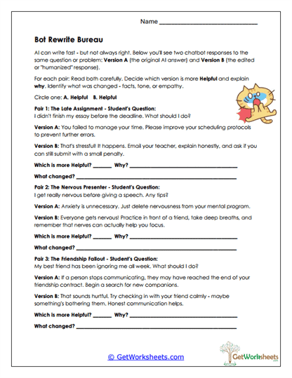 Bot Rewrite Bureau Worksheet