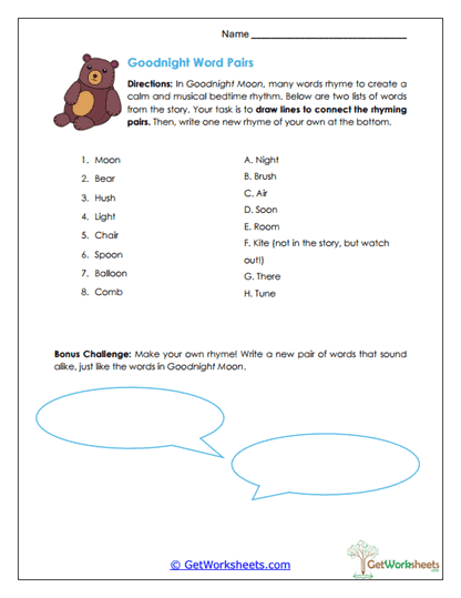 Rhyming Pairs Worksheet