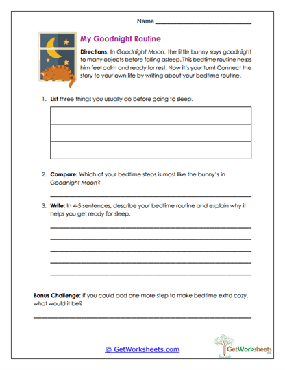 Bedtime Routine Worksheet