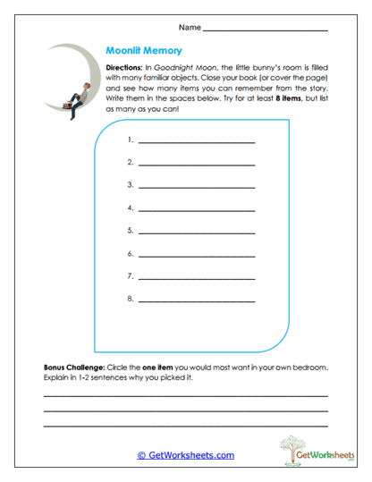 Memory Challenge Worksheet
