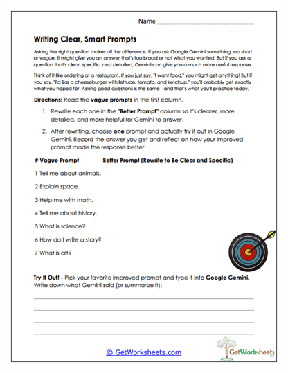 Smart Prompt Writing Worksheet