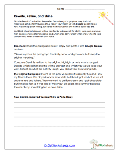 Revision and Refinement Worksheet