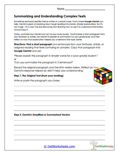 Summarizing Complex Texts Worksheet