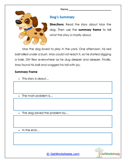 Dog's Summary Worksheet