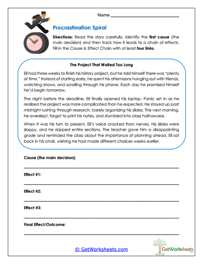 Procrastination Spiral Worksheet