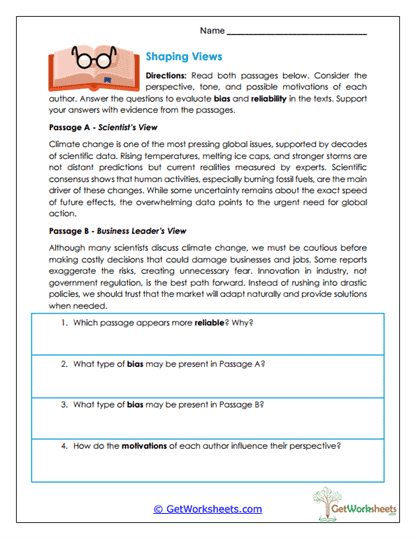 Evaluating Bias Worksheet