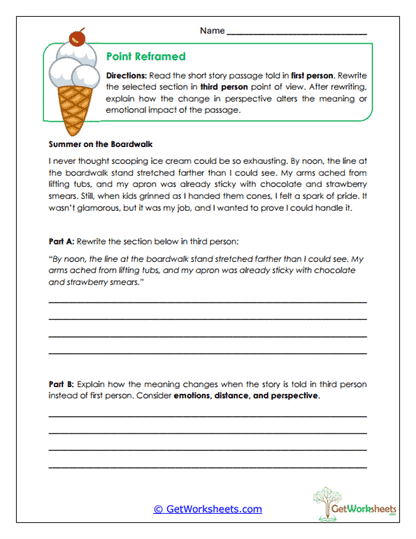 Shifting Perspective Worksheet