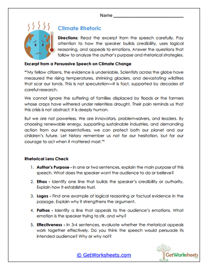 Climate Rhetoric Worksheet