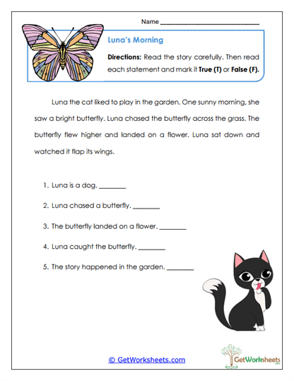 Luna's Morning Worksheet