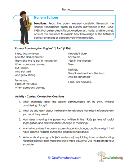 Harlem Echoes Worksheet