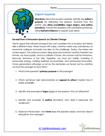 Climate Change Appeals Worksheet