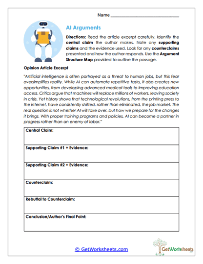 AI Argument Analysis Worksheet