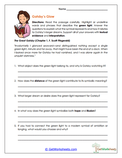 Gatsby's Green Light Worksheet