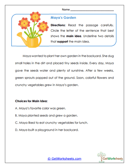 Maya's Garden Worksheet