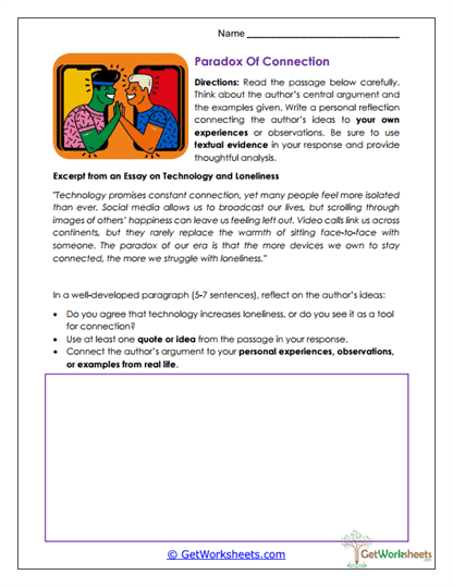 Technology and Loneliness Worksheet