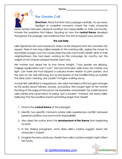 The Greater Call Worksheet