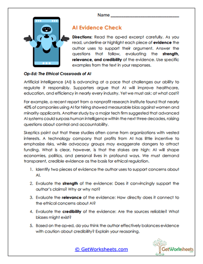 AI Evidence Check Worksheet