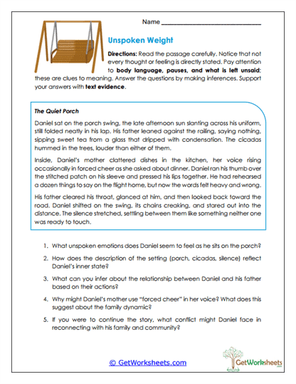 Unspoken Weight Worksheet
