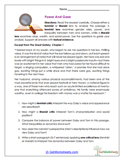 Power and Gaze Worksheet