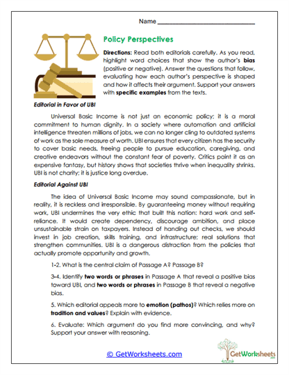 Policy Perspectives Worksheet