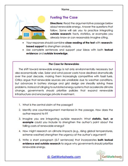 Fueling the Case Worksheet