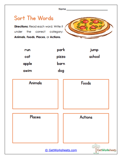 Word Sorting Fun Worksheet