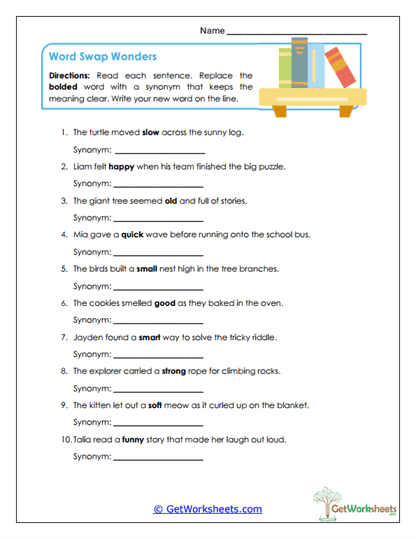 Word Swap Wonders Worksheet