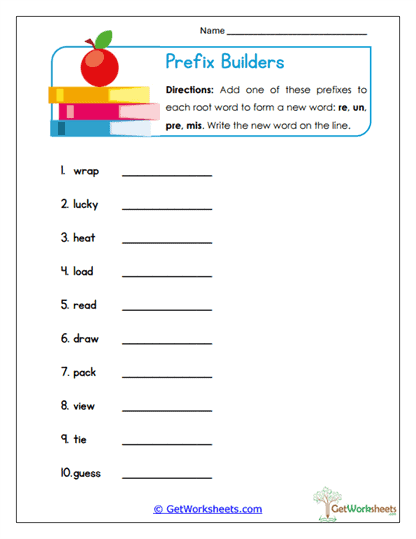 Prefix Builders Worksheet