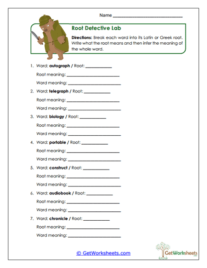 Root Detective Lab Worksheet