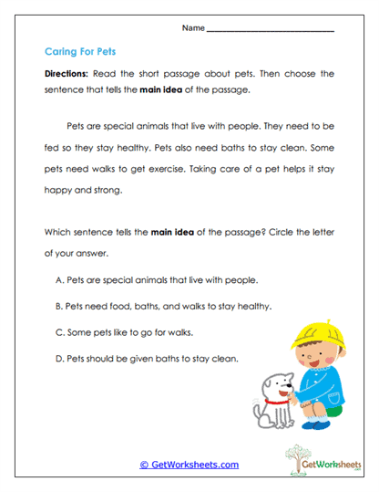 Caring for Pets Worksheet