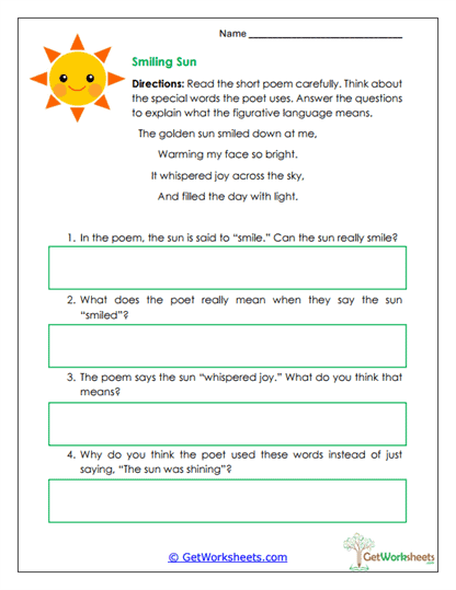 Smiling Sun Worksheet