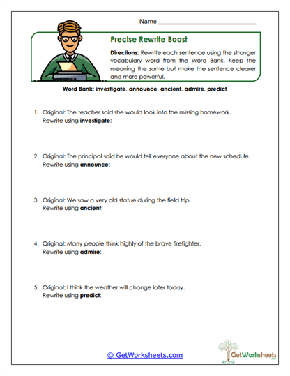 Precise Rewrite Boost Worksheet