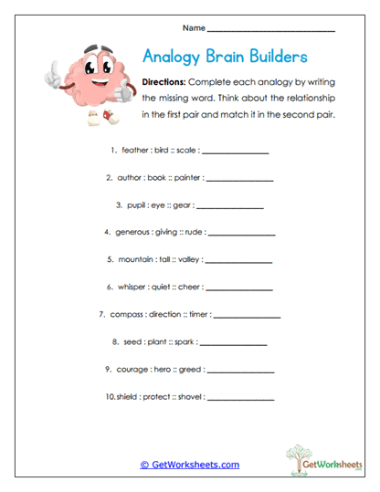 Analogy Brain Builders Worksheet