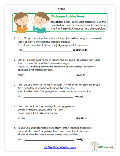 Dialogue Builder Boost Worksheet