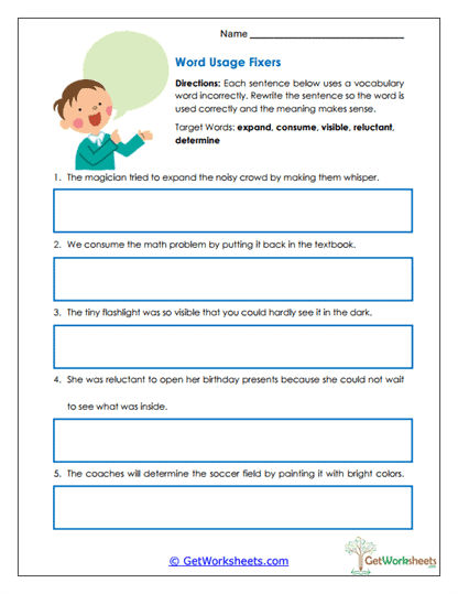 Word Usage Fixers Worksheet
