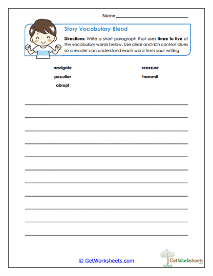 Story Vocabulary Blend Worksheet