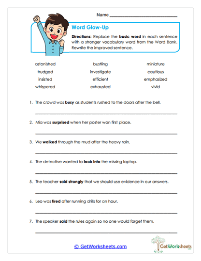 Word Glow-Up Worksheet