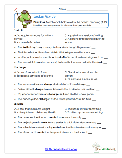 Locker Mix-Up Worksheet
