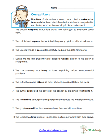 Context Fixers Worksheet