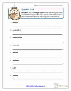 Question Craft Worksheet - Building Strong Academic Questions