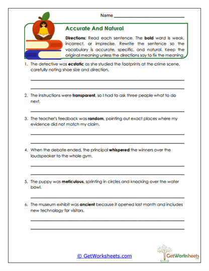 Precision Word Fixer Worksheet
