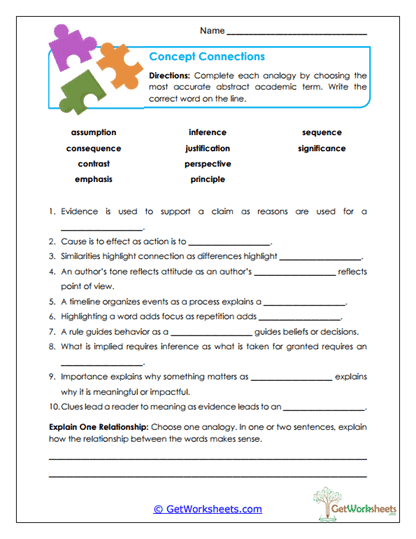 Concept Connections Worksheet