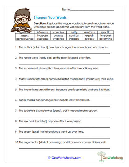 Sharpen Your Words Worksheet