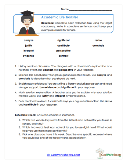Academic Life Transfer Worksheet